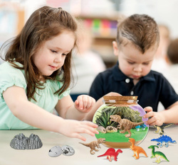 TERRARIUM KULA Z DINOZAURAMI ZESTAW LAMPKA NOCNA LED NA PILOT DLA DZIECI