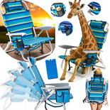 Składany leżak krzesło plażowe ogrodowe turystyczne z poduszką i szelkami