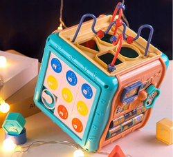 MULTI KOSTKA ZABAWKA SENSORYCZNA SORTER KLOCKI ZEGAR PREZENT DLA DZIECKA