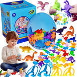 FIGURKI DINOZAURY W JAJKU JAJKO GUMOWE KLOCKI SILIKON PRZYSSAWKI ZWIERZĘTA
