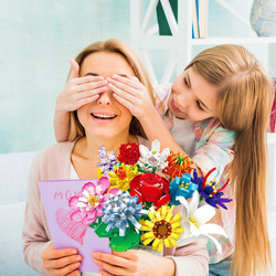 DUŻY BUKIET KWIATÓW KLOCKI KONSTRUKCYJNE 1064 KWIATY RÓŻA KLOCKI DLA DZIECI