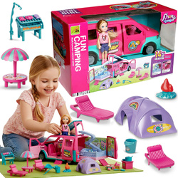 WAKACYJNY KAMPER MARZEŃ Z LALKA DOMEK LALEK BASEN AUTO ZABAWKA DZIEWCZYNKI