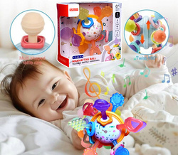 GRYZAK Zabawka Sensoryczna Montessori GRZECHOTKA Antystresowa Dla Dzieci