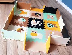 MATA PIANKOWA EVA PUZZLE ZWIERZĘTA GRUBA SKŁADANA PODŁOGOWA DLA DZIECKA XXL