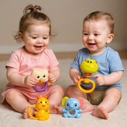 ZESTAW GRZECHOTEK ZWIERZETA GRZECHOTKI GRYZAKI ZABAWKI DLA MALUCHA DZIECI