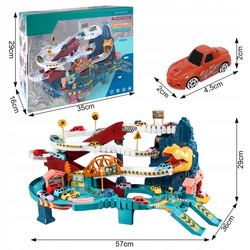 Kolejka Tor Wyścigowy Parking Dinozaur 4 Auta Elektryczna Z Winda Tunel XXL