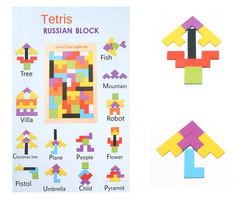 DREWNIANE KLOCKI TETRIS UKŁADANKA MONTESORI MONTESSORI PUZZLE