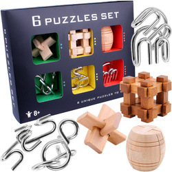 Zestaw łamigłówek 6 szt układanki klocki puzzle 3D logiczne dla dzieci