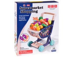 Wózek sklepowy + warzywa owoce do cięcia Zabawa w sklep 36 ele ZA4791