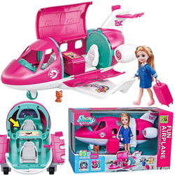 SAMOLOT ODRZUTOWY Z LALKA PILOTKA ZABAWKA ZESTAW KOTEK WALIZKA DLA DZIECI