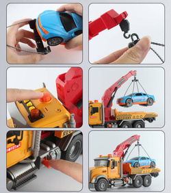 AUTO POMOC DROGOWA ZABAWKA SAMOCHÓD LAWETA DLA DZIECI HOLOWNIK Z DŹWIGIEM