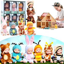 UROCZY ZESTAW 6 MINI LALEK W UBRANKACH ZWIERZĄT PREZENT DLA DZIEWCZYNEK