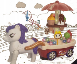 INTERAKTYWNA JEŻDŻĄCA LODZIARNIA Z RUCHOMYM KUCYKIEM DŹWIĘK LED ZABAWKA 3+