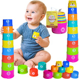 WIEŻA PIRAMIDKA MIŚ KOLOROWE KUBECZKI DO WODY KĄPIELI ZABAWY UKŁADANIA 9sz.