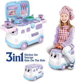 JEŹDZIK ZESTAW 3W1 ZABAWKA AUTO KUCHNIA I GARNKI NA PREZENT DLA DZIECI