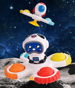 WIRUJĄCE GRZECHOTKI GRYZAKI SPINNERY Z PRZYSSAWKAMI ASTRONAUTA ZESTAW 3 szt