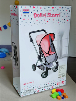 WÓZEK GONDOLA DLA LALEK LALKI GŁĘBOKI SPACEROWY ZABAWKA 2W1  DUŻE KÓŁKA