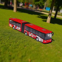 METALOWY AUTOBUS MIEJSKI PRZEGUBOWY 23 CM CZERWONY MODEL ZABAWKA DLA DZIECI