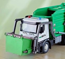 AUTO ŚMIECIARKA METALOWA Z NAPĘDEM ZABAWKA KOSZE NA SEGREGACJA DLA DZIECI