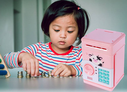 SKARBONKA SEJF ŚWINKA BANK NA BANKNOTY MONETY KOD ZABAWKA DLA DZIECI RÓŻOWA