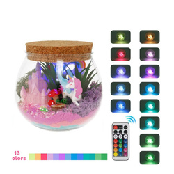 TERRARIUM JEDNOROŻEC LED ŚWIECĄCA LAMPKA NOCNA 13 KOL. DO POKOJU Z PILOTEM