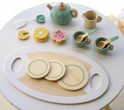 Zestaw do herbatki zabawy w herbatkę drewniany serwis zabawka dla dzieci
