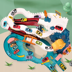 Kolejka Tor Wyścigowy Parking Dinozaur 4 Auta Elektryczna Z Winda Tunel XXL