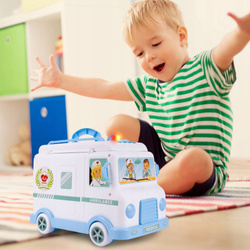 ZESTAW LEKARSKI AMBULANS AUTO KARETKA ZABAWKA DLA DZIECI Z LALKĄ I NOSZAMI