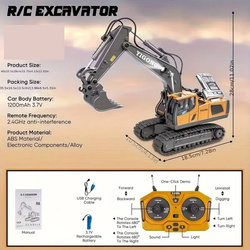 KOPARKA RC ZABAWKA NA GĄSIENICACH STEROWANA PILOT 2,4GHZ DLA DZIECI CHŁOPCA