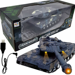 CZOŁG ZDALNIE STEROWANY NA PILOTA ZABAWKA DLA DZIECI MILITARNA LED STRZELA