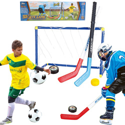 ZESTAW DO GRY w UNIHOKEJA i BRAMKA PIŁKARSKA DLA DZIECI KIJE KRĄŻEK PIŁKA