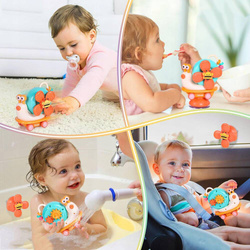 ŚLIMAK JEŻDZĄCY SENSORYCZNY DLA DZIECI ZABAWKA DO KĄPIELI WIATRAK z ssawką