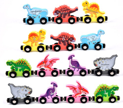 Kolejka Drewniana DINO Pociąg na Magnes DINOZAURY Wagony Zestaw dla Dzieci