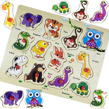 Drewniana Tablica Edukacyjna Zwierzęta Puzzle drewniane układanka SOWA ZÓŁW