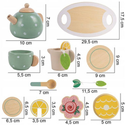 ZESTAW DO HERBATKI HERBATY DREWNIANY DO ZABAWY DLA DZIECI IMBRYCZEK TACKA