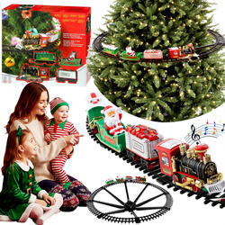 ŚWIĄTECZNY POCIĄG KOLEJKA I TORY MIKOŁAJ NA CHOINKĘ POD OZDOBA LED DŹWIĘKI